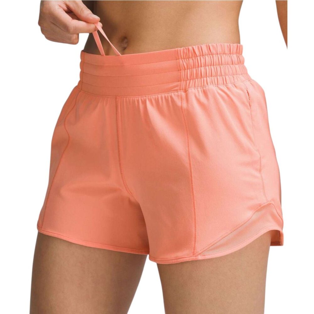 Lululemon Hotty Hot High-Rise Lined Short 4" Sunny Coral